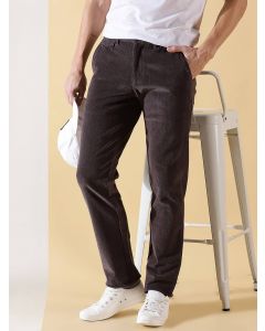 Steel Textured Slim Fit Corduroy Chinos