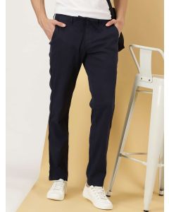 Navy Blue Men Smart Chinos Trousers