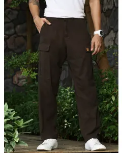 Men Olive Mid-Rise Straight Fit Woven Cargo Trouser