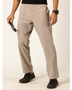 Men Grey Cotton Linen Chinos Trouser