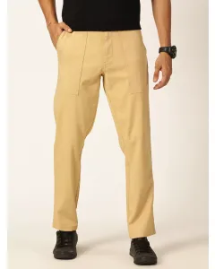 Men Khaki Cotton Linen Chinos Trouser