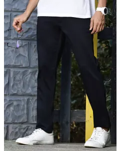 Men Navy Blue Slim Fit Chinos Trouser