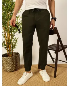 Men Green Cotton Cargo Trouser