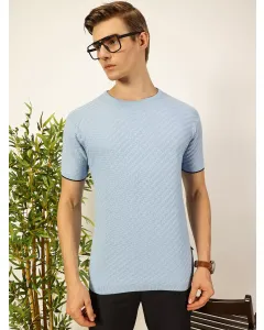 Men Blue Cotton Regular Fit Tshirt