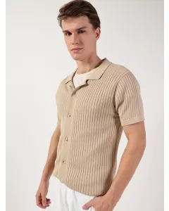 Men Cream Regular Fit Cotton Shirt