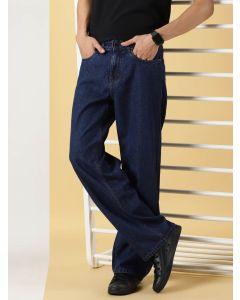 Dark Blue  Comfort Relaxed Fit Clean Look Pure Cotton Baggy Jeans