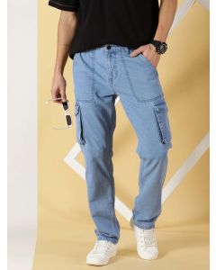 Light Blue  Comfort Relaxed Fit Light Fade Clean Look Pure Cotton Jeans