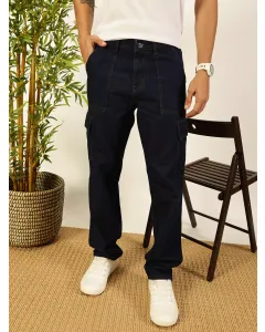 Dark Blue  Cotton Mid-Rise Smart Cotton Relaxed Fit Jeans