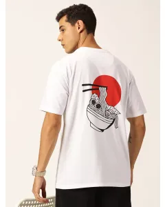 Men White Drop Shoulder Tshirt