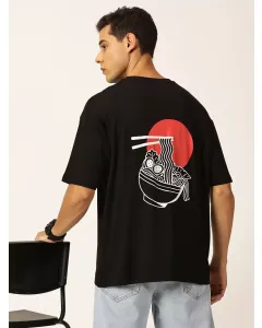 Men Black Drop Shoulder Oversized Tshirt