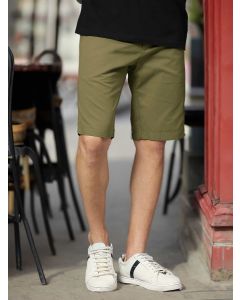 Olive Solid Casual Slim Fit Shorts