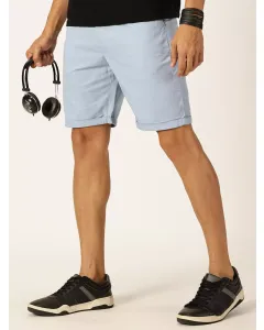 Men Blue Regular Fit Cotton Shorts