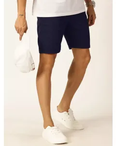 Men Navy Blue Regular Fit Cotton Shorts