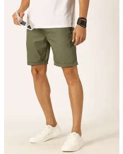 Men Olive Regular Fit Cotton Shorts