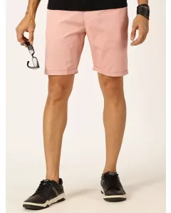 Men Peach Regular Fit Cotton Shorts
