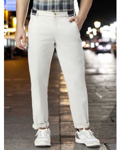 Grey Men's Cotton Solid Chino Trouser