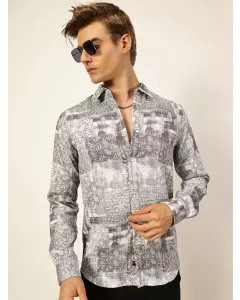 Men Maroon Slim Fit Printed Shirt