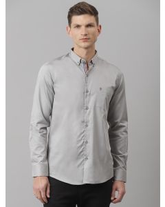 Smoke Regular Fit Long Sleeves Solid Button-Down Collar Cotton Casual Shirt