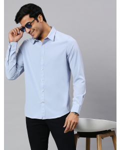 Sky Blue Slim Fit Long Sleeves Solid Shirt