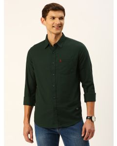 Darkgreen Slim Fit Long Sleeves Solid Shirt