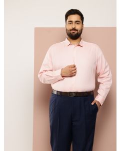 Orange Plus Size Regular Fit Long Sleeves Textured Formal Shirt