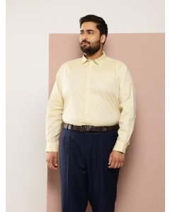 Yellow Plus Size Regular Fit Long Sleeves Textured Formal Shirt