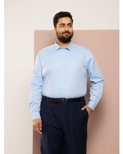 Blue Plus Size Regular Fit Long Sleeves Textured Shirt