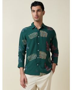 Dk.Green Long Sleeves Spread Collar Regular Fit Embroidered Shirt