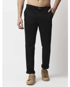 Black Mid-Rise Regular Fit Woven Chinos Trouser