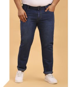 Mid Blue Plus Size Mid-Rise Tapered Fit Stretchable Jeans
