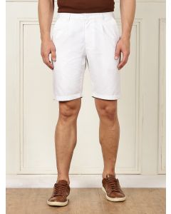 White Mid-Rise Regular Fit Cotton Woven Chinos Shorts