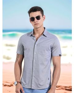 Black Slim Fit Micro Ditsy Printed Knitted Shirt