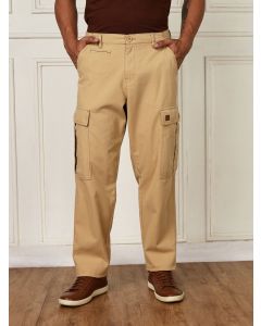 Beige Mid-Rise Straight Fit Woven Cargo Trouser