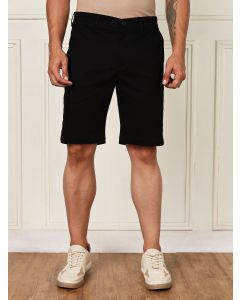 Black Mid-Rise Regular Fit Woven Chinos Shorts