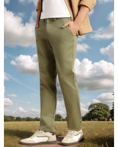 Green Cricket Club Collection Regular Fit Mid-Rise Solid Woven Trouser