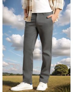 Grey Cricket Club Collection Regular Fit Mid-Rise Solid Woven Trouser