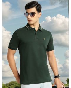 Green Cricket Club Collection Regular Fit Short Sleeve 100% Cotton Knitted  Polo Collar T-Shirt
