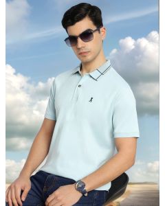 Sky Blue Cricket Club Collection Regular Fit Short Sleeve 100% Cotton Knitted  Polo Collar T-Shirt