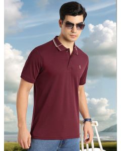 Maroon Cricket Club Collection Regular Fit Short Sleeve 100% Cotton Knitted  Polo Collar T-Shirt