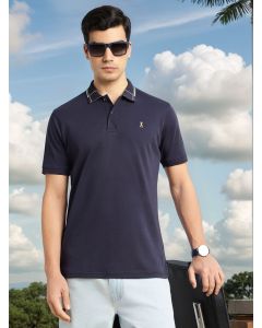 Navy Cricket Club Collection Regular Fit Short Sleeve 100% Cotton Knitted  Polo Collar T-Shirt