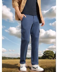 Blue Cricket Club Collection Straight Fit Mid-Rise 100% Cotton Woven Cargo Trouser