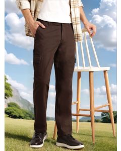 Brown Cricket Club Collection Straight Fit Mid-Rise 100% Cotton Woven Cargo Trouser