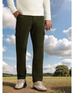 Green Cricket Club Collection Straight Fit Mid-Rise 100% Cotton Woven Cargo Trouser