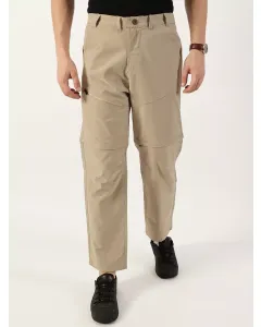 Beige Relaxed Straight Fit Convertible Trousers